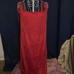 Red Fringe Maxi Dress 16